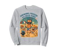 Fuochi d'artificio Freedom & Fritto Maiale Patriottico Pancetta Spiaggia BBQ Felpa
