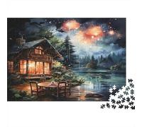 Fuochi d'artificio in una cabina accogliente Puzzle 1000 Pezzi Carta riciclata per adulti Puzzle per adulti Gioco familiare divertente Impossibile difficile stimolante 38x26cm/1000pcs