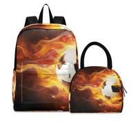 Fuoco Calcio Calcio Zaini Studenti Borsa per il Pranzo al Sacco Set Scolastico Zaino Borsa per il Pranzo per Bambini Ragazzi