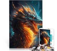 Fuoco del drago Puzzle da 1000 pezzi per adolescenti Giocattoli che creano dipendenza e sfidano l'intelligenza del cervello con poster abbinato e foglio di quiz 38x26cm