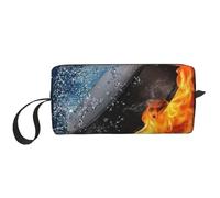 Fuoco dell'hockey su ghiaccio, Borsa per il trucco Borsa per cosmetici Borsa da toilette da viaggio portatile Borsa per trucco Organizer