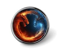 Fuoco E Ghiaccio Draghi Distintivo Rotondo Carino Smalto Spilla Spilla Spilla Personalizzata Abbigliamento Decorazione Unisex Badge Holder Cappelli Borse Camicie Decor