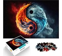 Fuoco e ghiaccio Yin Yang Puzzle da 1000 pezzi per adolescenti giocattoli educativi per l'apprendimento è ideale come regalo per tutta la famiglia 38x26cm