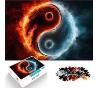 Fuoco e ghiaccio Yin Yang Puzzle da 1000 pezzi per adolescenti giocattoli educativi per l'apprendimento offerte come regali per tutta la famiglia 38x26cm