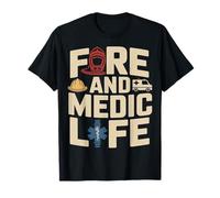 Fuoco E Vita Medica Pompiere Paramedico EMS Maglietta