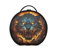 Fuoco Ghepardo Animale Fresco Trucco Astuccio da Toilette Borse Rotondo Toeletta Scatola Cosmetica Borsa Creativo con Divisori Regolabili per Donna