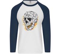 Fuoco Teschio Fatto Di Gatti Uomo L/S Baseball T-Shirt