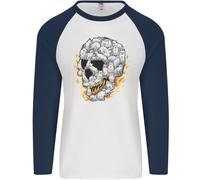 Fuoco Teschio Fatto Di Gatti Uomo L/S Baseball T-Shirt