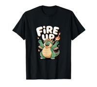 Fuoco Up Dragon Cartoon Design Maglietta