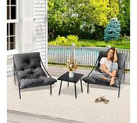 FUOIDYE Set di 3 mobili da balcone, piccolo balcone, set di mobili da giardino, tavolo e sedie, con cuscino rimovibile e tavolino da caffè, set di 2 mobili per interni, terrazza, giardino (grigio)