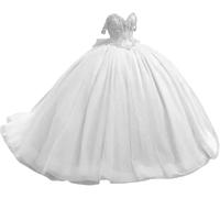 Fuomomo Abiti da Quinceanera con Spalle Scoperte e Perline e Fiocco Abiti da 16 Anni Abiti da Ballo Lunghi e Formali MT034