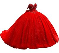 Fuomomo Abiti da Quinceanera con Spalle Scoperte e Perline e Fiocco Abiti da 16 Anni Abiti da Ballo Lunghi e Formali MT034