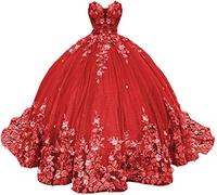 Fuomomo Abito da Bar Mitzvah Dolce a Cuore Abito da Ballo da Donna con Scollo a V Abito da Ballo in Tulle soffice Senza Spalline da Donna