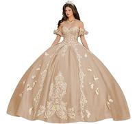 Fuomomo Abito da Quinceanera con Farfalla 3D splendido Abito da Ballo con Applicazioni Dorate Abito da Sera per i 16 Anni MT063