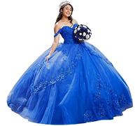 Fuomomo Elegante Abito da Sera Bar Mitzvah in Tulle con Spalline Sottili, Abito da Sera Lungo gonfio, Applicazioni in Pizzo da Donna