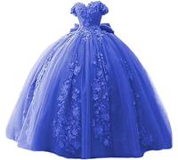 Fuomomo Pizzo Beaded Quinceanera Abito da Ballo Fuori Spalla Dolce per Donne Puffy Cerimonia