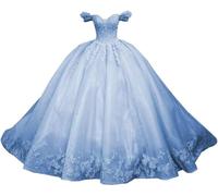 Fuomomo Principessa Dolce 15 16 Abiti Quinceanera Abiti Quinceanera con Spalle Scoperte Abiti da Ballo in Tulle gonfi Abiti da Ballo in Pizzo Abiti da Ballo Lunghi per Compleanno con Strascico