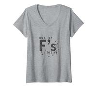Fuori da FS per Dare Una Dichiarazione di atteggiamento impertinente Maglietta con Collo a V, Donna, Grigio Melange, XL