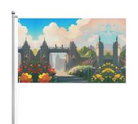 Fuori dal cancello del castello bandiera a doppia faccia 0,9 x 1,5 m. Bandiera esterna a triplo strato pesante su entrambi i lati, 0,9 x 1,5 m, striscione da giardino in poliestere.