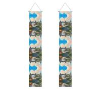 Fuori dal cancello del castello Banner portico stampato, striscioni decorativi appendibili, adatti per decorazioni per feste interne ed esterne.