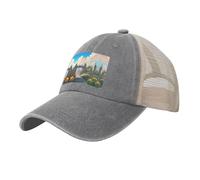 Fuori dal cancello del castello è un cappello in rete di denim lavato, semplice, non facile da deformare, a prova di sole e antivento, adatto per sport, viaggi e fotografia., grigio, taglia unica