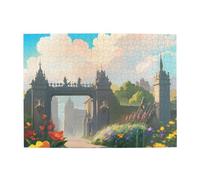 Fuori dal cancello del castello, puzzle orizzontale in legno, 500 pezzi, sviluppa abilità pratiche per rilassarsi e interagire genitore-figlio