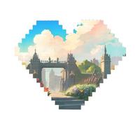 Fuori dal cancello del castello stampa edificio blocco di mattoni puzzle - puzzle immagine a forma di cuore, immagine puzzle in legno