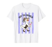 Fuori in Chiesa Funny Sassy Silly Goose Stripes Maglietta