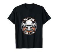 Fuorilegge Teschio Hardcore Spirito Country Western Biker Vita Maglietta