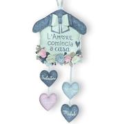 Fuoriporta Casetta Personalizzata - L'Amore Comincia a Casa - Fuori porta personalizzato - Decorata con Cuori e Rose in feltro e pannolenci - Handmade - Made in Italy - Pri Frog