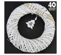 FUORIPORTA NATALIZIO IN LEGNO SHABBY CHIC DIAMETRO 40CM DECORAZIONE PORTE BIANCO