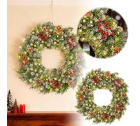 Fuoriporta NatalizioGhirlanda di aghi in PE floccato da 60 cm con decorazioni natalizie verdi per porta, parete, camino, finestra.