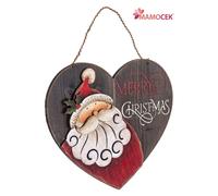 FUORIPORTA Pannello decorativo parete legno cm31 cuore babbo Natale targa shabby
