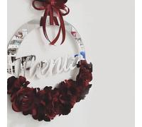 Fuoriporta Personalizzato in plexiglass specchiato Oro Argento Cerchio Cuore Idea Regalo Festa Natale Famiglia Nascita Benvenuto Battesimo Matrimonio addobbi Decorazioni casa diverse misure
