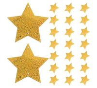FUOYLOO 100 sagome a stella glitterate con foro - 7 cm, stelle a cinque punte, decorazioni murali con coriandoli per lauree, aule, serate cinema, bacheche (oro)