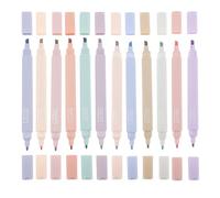 FUOYLOO 12 pezzi Evidenziatori Doppia Punta Pastello per Studenti e Ufficio Pennarelli Colorati per Sottolineare e Evidenziare Appunti e Libri di Penne Fluorescenti per Scuola e Lavoro