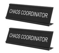 FUOYLOO 2 targhe da scrivania in metallo Chaos Coordinator - Targhe decorative divertenti per ufficio, ideali come regalo per manager e capi - Citazioni umoristiche sul lavoro per