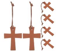 FUOYLOO 6 segnalibri religiosi in PU per uomo e donna - Segnalibri a croce per la Bibbia - Set di cristiani per preghiera, studio, scuola domenicale, chiesa, confezione multipla, marrone