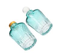 FUOYLOO Bottiglie di Vetro per Olio Essenziale 50ml Intagliate, Set 2 Pezzi Ricaricabili per Aromaterapia Casa, Flaconi Compatti Decorativi per Diffusore di Fragranza
