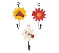 FUOYLOO Ganci da Parete a Forma di Margherita in Resina e Ferro, Set da 3 Pezzi, Ganci Decorativi Multifunzionali per Cappotti, Borse e Chiavi, Salvaspazio per Soggiorno e Camera da Letto