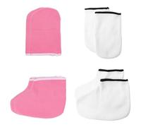 FUOYLOO Guanti da Bagno alla Paraffina e Copripiedi per Spa 4 Paia Poliestere Resistente Maschera Idratante per Mani Piedi Uso Professionale