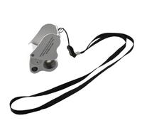 FUOYLOO Lente d'Ingrandimento per Gioielli 30x e 60x Portatile con 2 LED Luce, Design a Forma di Pietra Preziosa, Borsa in Pelle con Cordino per Artigianato e Creazione di Colore Casuale