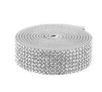 FUOYLOO Nastro di Strass Autoadesivo Bianco Tagliabile per Decorazioni Fai-da-te su Abbigliamento e Auto, Nastrino di Rhinestone Brillante alla Moda