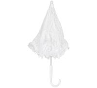 FUOYLOO Ombrello Elegante in Bianco Leggero da Pizzo Sposa e Portatile Accessorio and Decorativo per Fotografia e Performance Sceniche per Festa Danzante