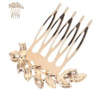 FUOYLOO Pettine per Chioma da Sposa Strass Laterale in Foglia Dorata Accessori per Chioma da Sposa Eleganti per Feste e Matrimoni Gioielli per la Testa da Donna