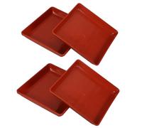 FUOYLOO Protezione Antigoccia Rossi 4 Pezzi in Plastica Sottovasi Quadrati Design Moderno e Resistente e Versatilità per Vasi di Piante Adatti per Interni e Balcone