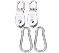 FUOYLOO Pulegge in Acciaio Inossidabile 304 Set da 4 Pezzi con Rullo Liscio e Resistenza alla Corrosione, Puleggia Fissa per Corda con Molla M8 per Sollevamento e Trazione