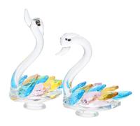 FUOYLOO Set 2 Pezzi Statuette di Cigno in Cristallo per Decorazioni Casa e Interni Auto, Ornamenti Delicati e Unici per Desktop e Ufficio