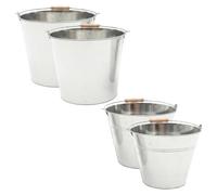 FUOYLOO Set 2 Secchi in Ferro per Cenere da Stufa e Barbecue, Grande Capacità, Resistente ad Alte Temperature, Accessori per Interni Paletta, Colore Argento