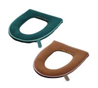 FUOYLOO Set 2pezzi Coprisedile WC Rotondo in Flanella con Chiusura a Zip e Calore Extra per Bagno, Copertura Morbida e Lavabile per Tavoletta WC Ovale Colore Casuale